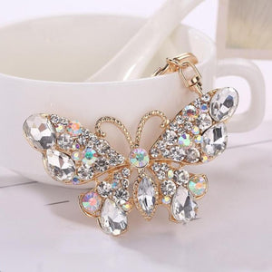 Butterfly Model Rhinestone Tassel Keychain Bag Handbag Key Ring Car Key Pendant - MOMOA