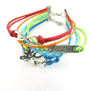 Infinity Friendship Love Anchor Leather Charm Bracelet - MOMOA