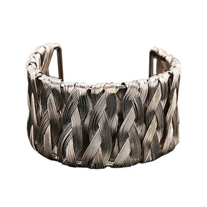 Silver Weave Cuff Bangle - MOMOA
