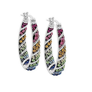 Rainbow Hoop Crystal Earrings - MOMOA