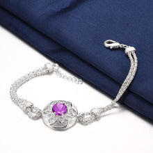 Swarovski Crystal Amethyst Centerstone Bracelet in 18K White Gold Plated - MOMOA