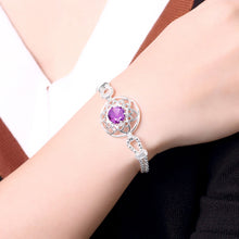 Swarovski Crystal Amethyst Centerstone Bracelet in 18K White Gold Plated - MOMOA