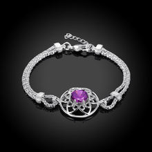 Swarovski Crystal Amethyst Centerstone Bracelet in 18K White Gold Plated - MOMOA