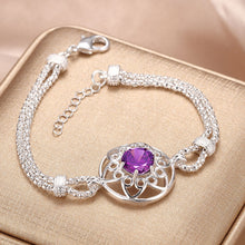 Swarovski Crystal Amethyst Centerstone Bracelet in 18K White Gold Plated - MOMOA