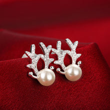 Reindeer Stud Earring in White Gold Plated - MOMOA