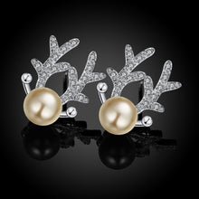 Reindeer Stud Earring in White Gold Plated - MOMOA