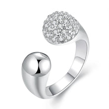 Pave in Swarovski Crystals Adjustable Ring in White Gold - MOMOA
