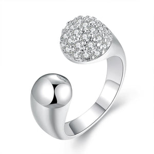 Pave in Swarovski Crystals Adjustable Ring in White Gold - MOMOA