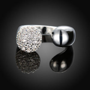 Pave in Swarovski Crystals Adjustable Ring in White Gold - MOMOA