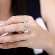 Pave in Swarovski Crystals Adjustable Ring in White Gold - MOMOA