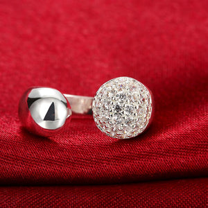 Pave in Swarovski Crystals Adjustable Ring in White Gold - MOMOA