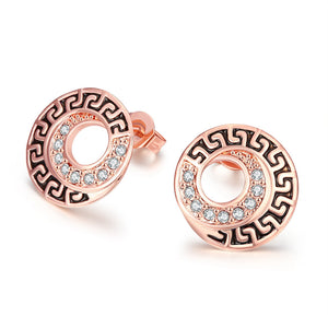 18K Rose Gold Plated Medallion Stud Earring - MOMOA